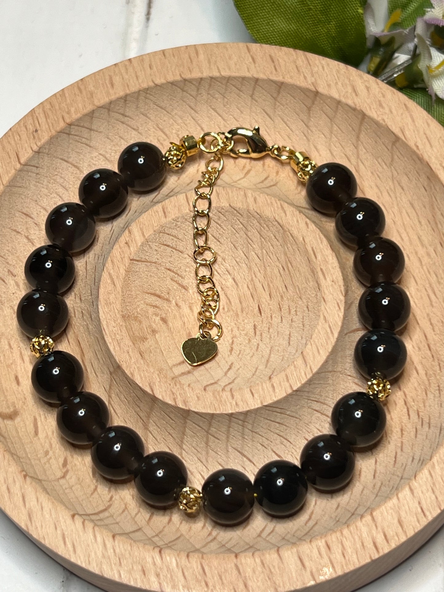 Bracelet High quality Deep, purple amethyst with 18k gold over stainless findings